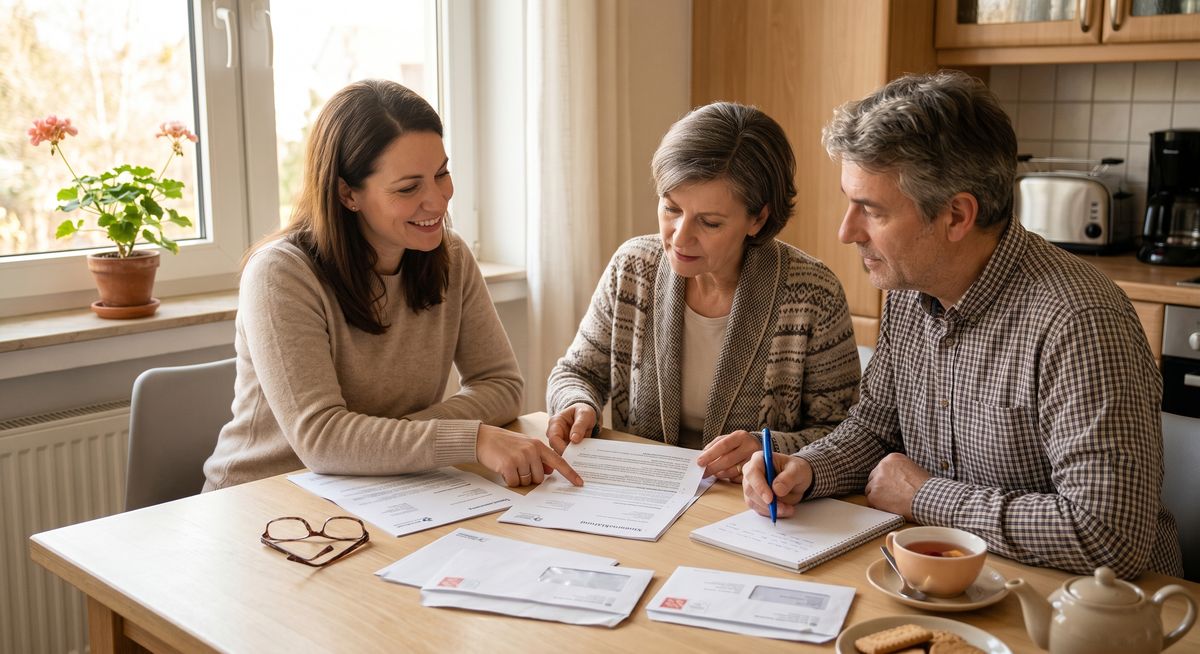 Helferin unterst&uuml;tzt beim Papierkram